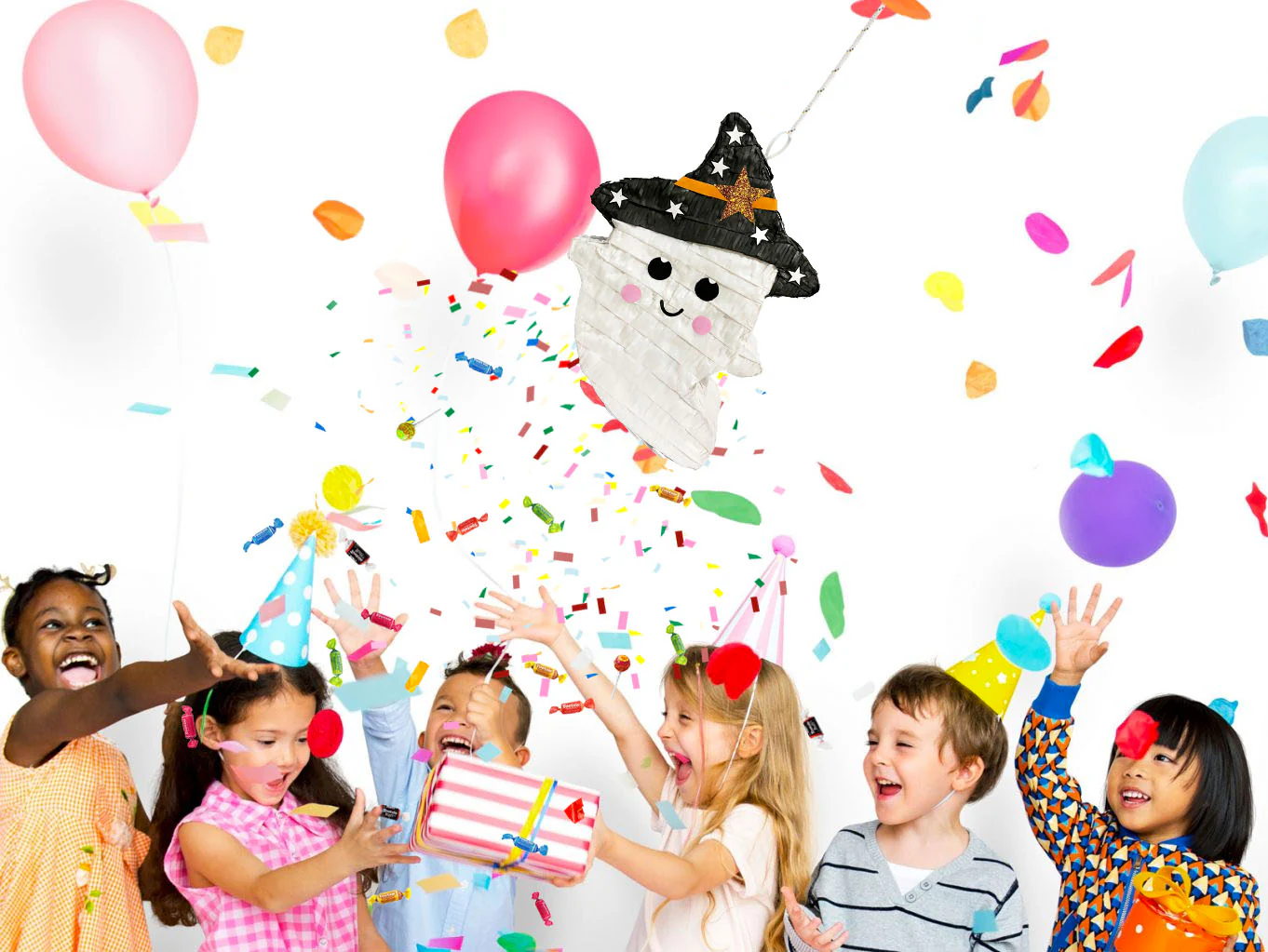 Halloween Ghost with Witch Hat Pinata - Image 6